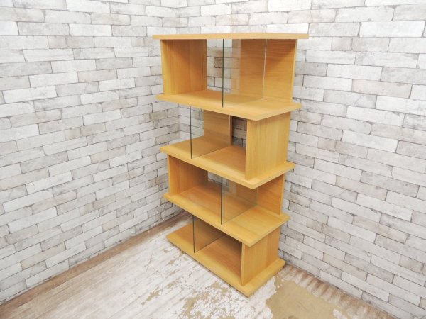 ウニコ unico パラレ PARALLE トールシェルフ tall shelf 5段 W800 オーク材 ガラス 廃盤 ナチュラル ●