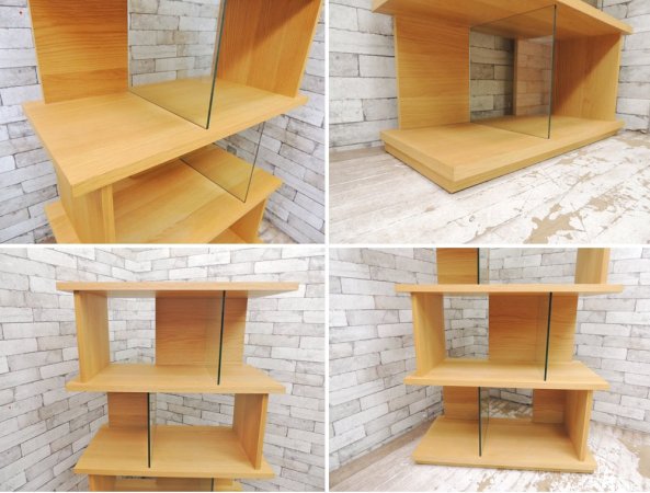 ウニコ unico パラレ PARALLE トールシェルフ tall shelf 5段 W800 オーク材 ガラス 廃盤 ナチュラル ●