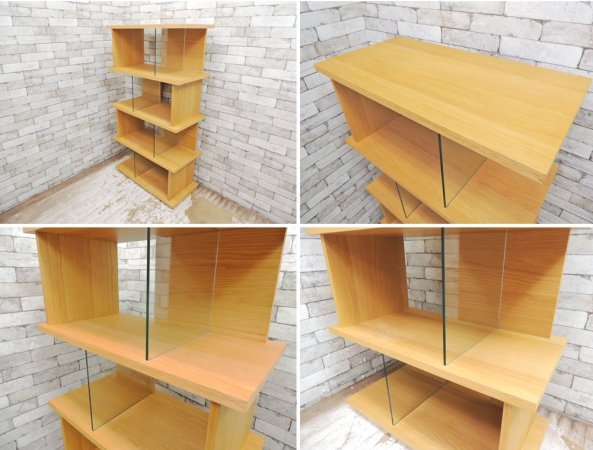 ウニコ unico パラレ PARALLE トールシェルフ tall shelf 5段 W800 オーク材 ガラス 廃盤 ナチュラル ●