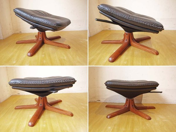 ベルグ ファニチャー BERG Furniture C90 クラシック オットマン チーク無垢材ベース フットスツール Foot stool フリー角度調整付 デンマーク 極美品 定価20万 ★