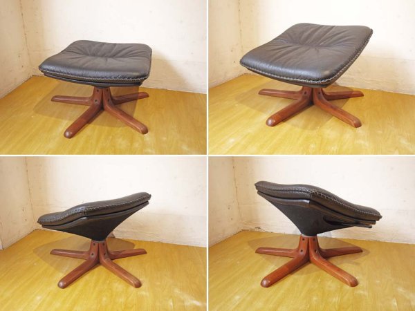 ベルグ ファニチャー BERG Furniture C90 クラシック オットマン チーク無垢材ベース フットスツール Foot stool フリー角度調整付 デンマーク 極美品 定価20万 ★