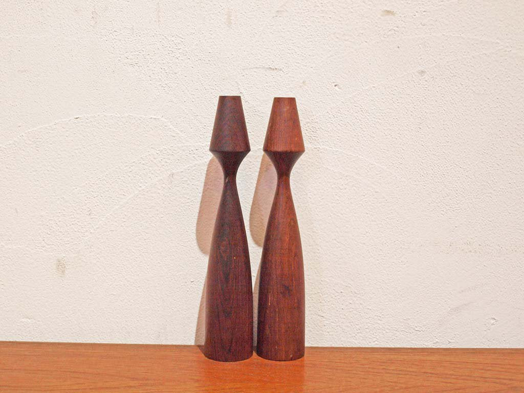 北欧 ビンテージ チーク キャンドルホルダー 2本セット Teak Candle holder 2pcsセット オブジェ 北欧インテリア雑貨 ★