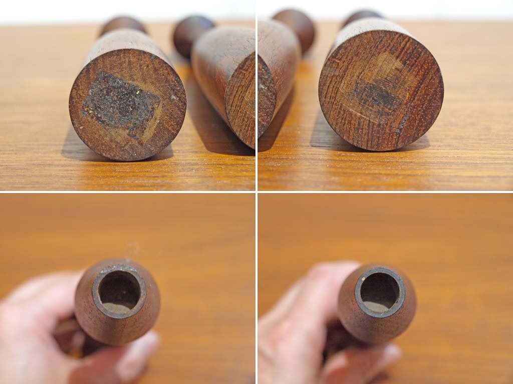 北欧 ビンテージ チーク キャンドルホルダー 2本セット Teak Candle holder 2pcsセット オブジェ 北欧インテリア雑貨 ★