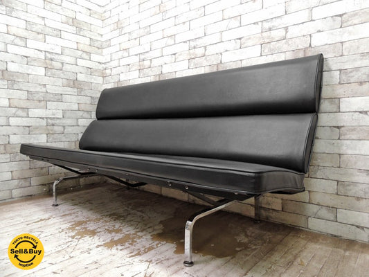 ハーマンミラー Herman Miller イームズソファコンパクト Eames Sofa Compact ビンテージ 3人掛けソファ 折り畳み ブラック C&R イームズ ミッドセンチュリー ●