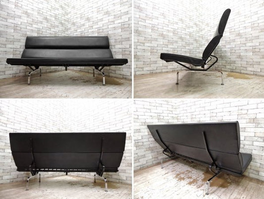 ハーマンミラー Herman Miller イームズソファコンパクト Eames Sofa Compact ビンテージ 3人掛けソファ 折り畳み ブラック C&R イームズ ミッドセンチュリー ●