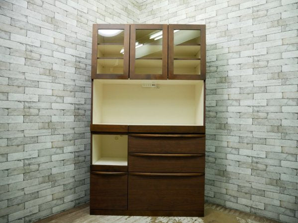 堀田木工所 HOTTA WOODY カップボード 食器棚 クリスS ハイタイプ アルダー材 ウォールナットカラー 定価\183,370- ●
