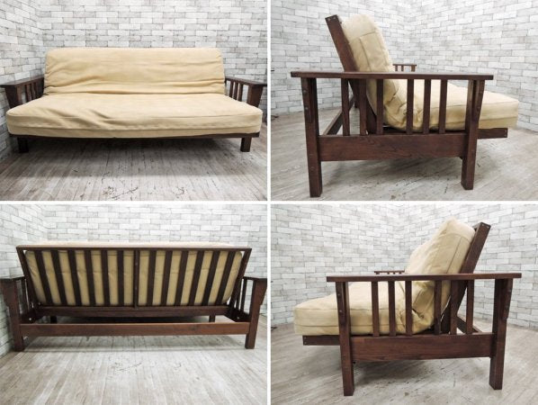 エルエルビーン L.L. Bean ミッションフートン Mission Futon ソファベッド スエード バックスキン オフホワイト ウッドフレーム ●