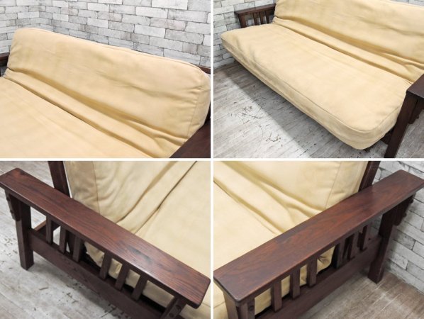 エルエルビーン L.L. Bean ミッションフートン Mission Futon ソファベッド スエード バックスキン オフホワイト ウッドフレーム ●