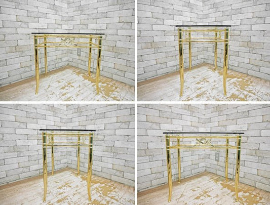 ヨーロピアンクラシカル European Classical サイドテーブル ガラストップ メタルフレーム ボタニカル●