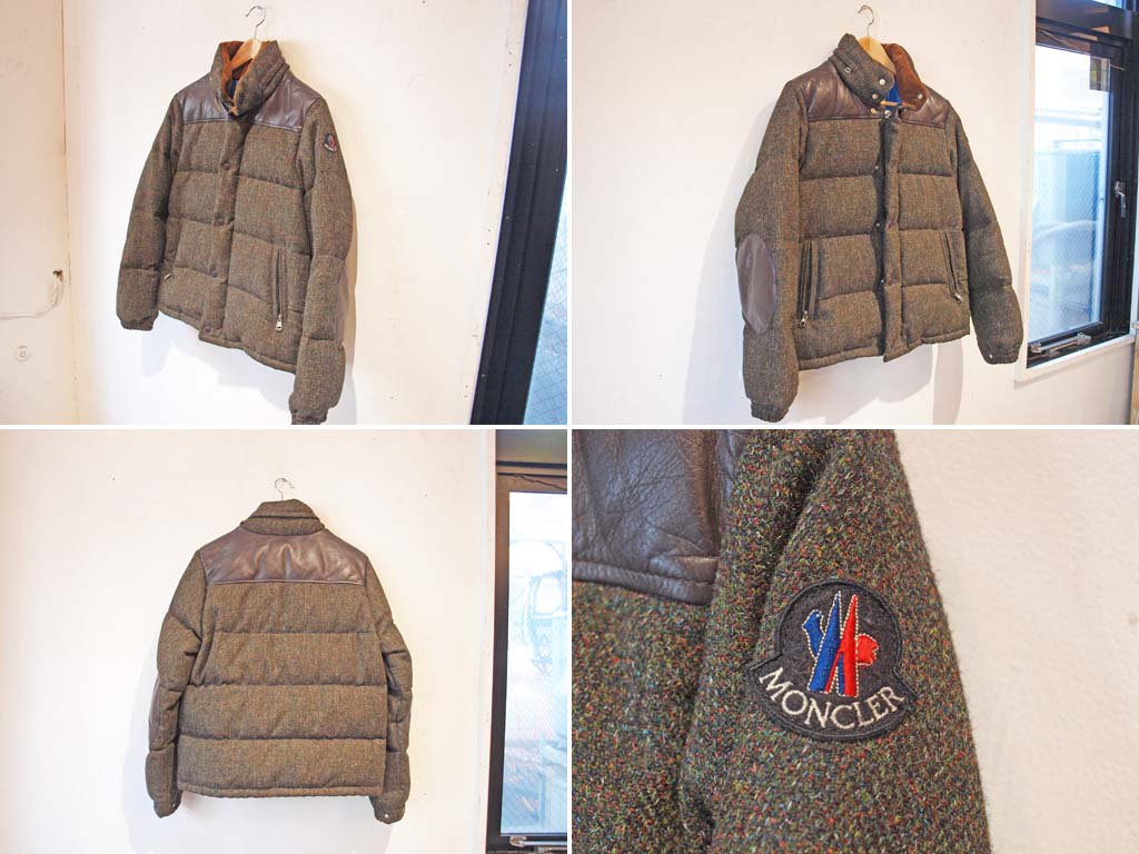 ジュンヤワタナベ Junya watanabe モンクレール MONCLER エベレスト ダウンJKT ツィード×レザー コムデギャルソン GARCONS 美品 15.6万 ★