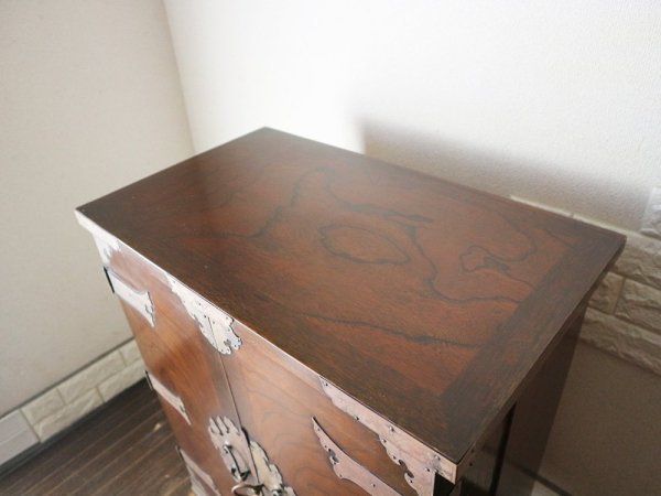 李朝家具 バーキャビネット 収納家具 抽斗3杯 飾り金具 参考価格 \91,300- ◎