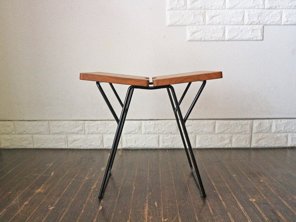 メトロクス METROCS ソリッドスツール Solid Stool チーク材 スチール脚 ブラック 渡辺力 ミッドセンチュリー ◎