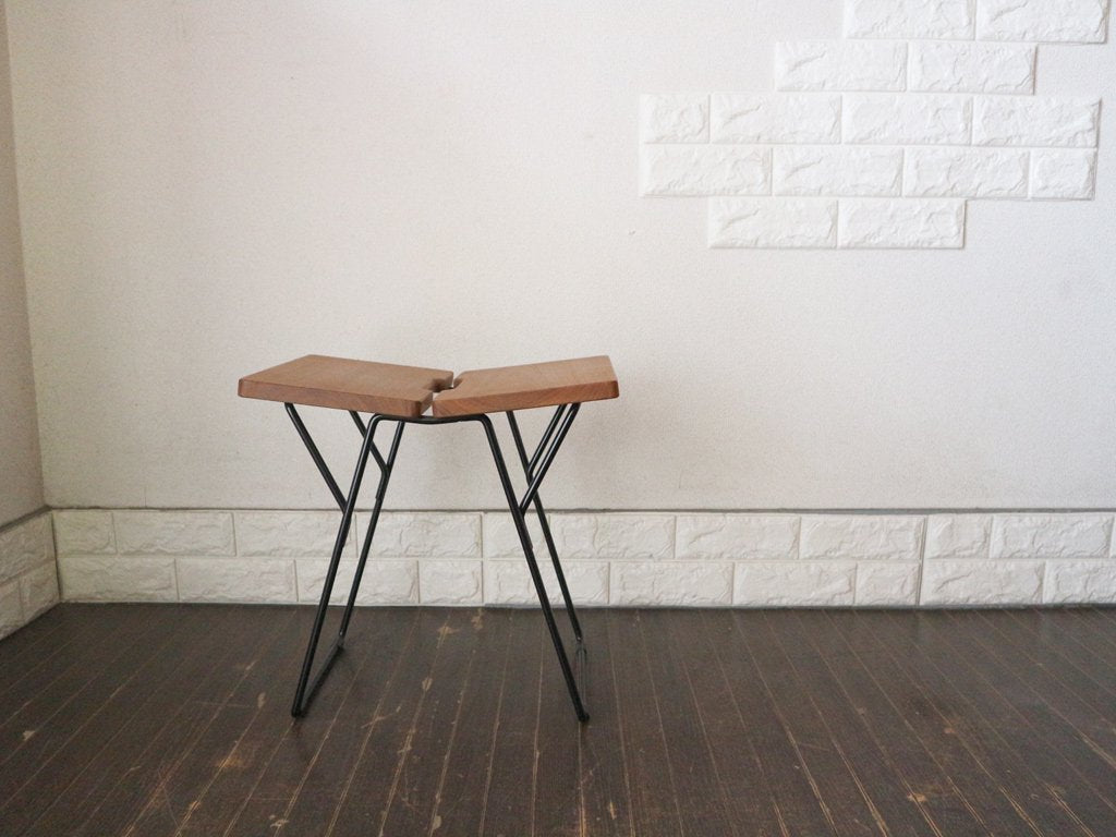 メトロクス METROCS ソリッドスツール Solid Stool チーク材 スチール脚 ブラック 渡辺力 ミッドセンチュリー ◎