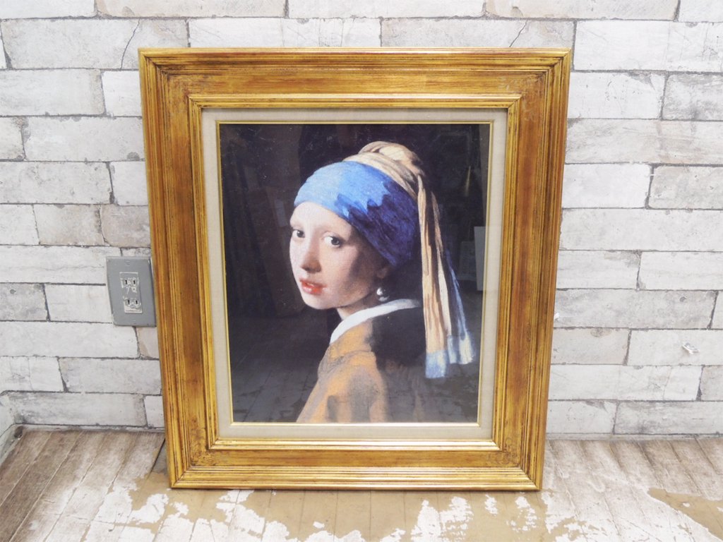 ヨハネス・フェルメール Johannes Vermeer 真珠の耳飾りの少女 Girl with a Pearl Earring 複製画 オランダ ●