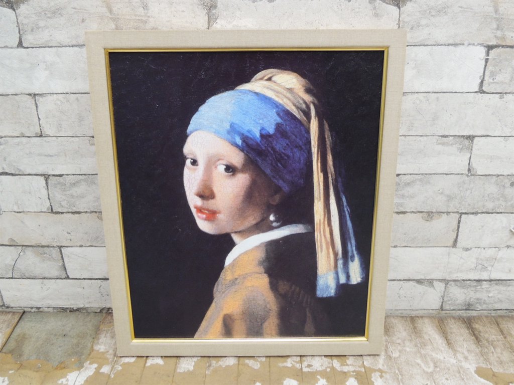 ヨハネス・フェルメール Johannes Vermeer 真珠の耳飾りの少女 Girl with a Pearl Earring 複製画 オランダ ●