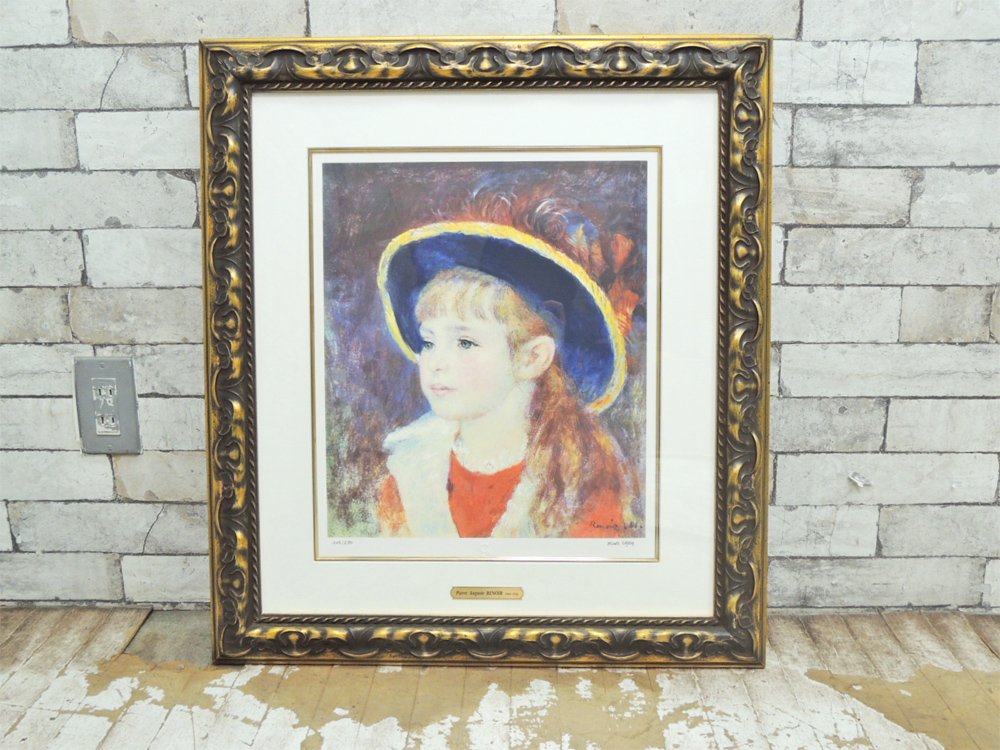 ピエール＝オーギュスト・ルノワール Pierre-Auguste Renoir 青い帽子の少女 リトグラフ 額装品 MICHEL CAZA シリアルナンバー入り 105/280 ●