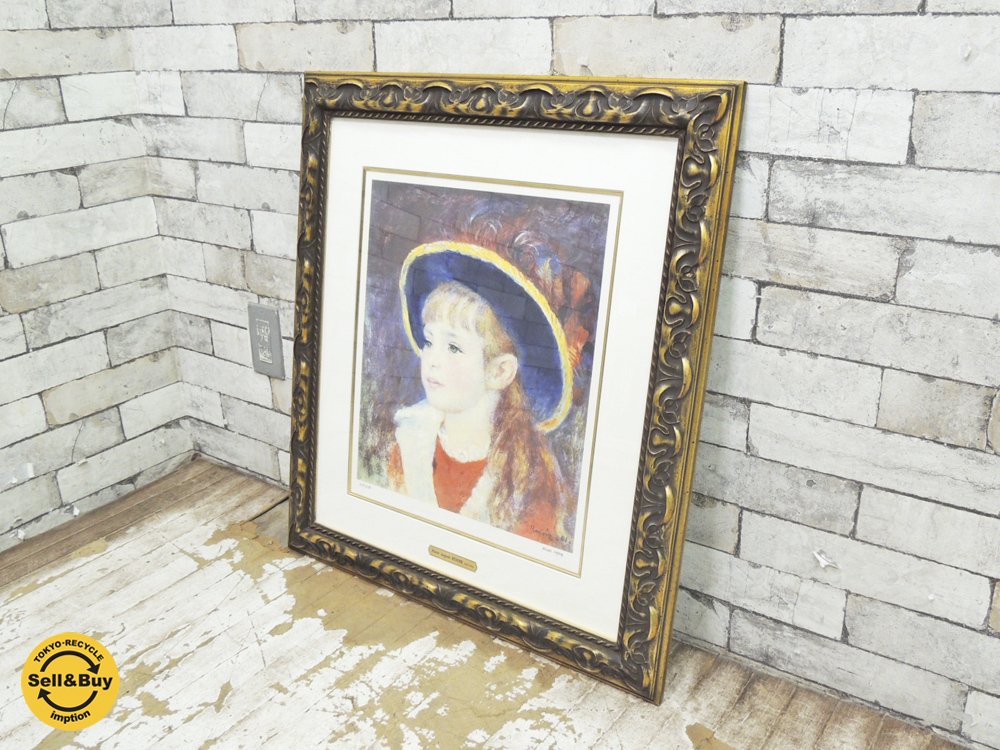 ピエール＝オーギュスト・ルノワール Pierre-Auguste Renoir 青い帽子の少女 リトグラフ 額装品 MICHEL CAZA シリアルナンバー入り 105/280 ●