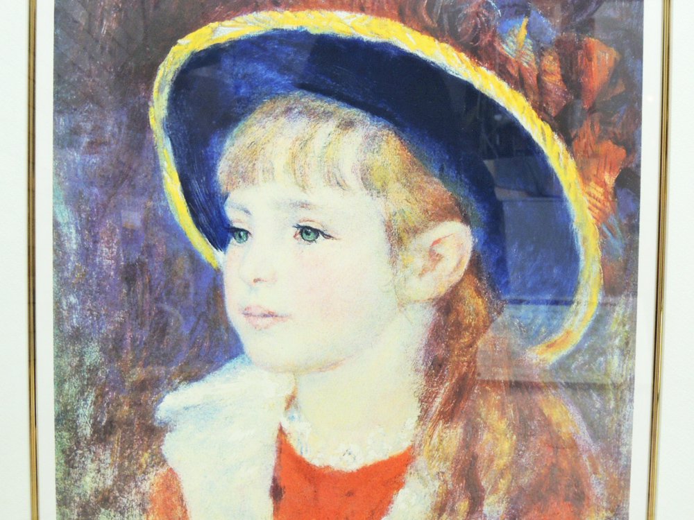 ピエール＝オーギュスト・ルノワール Pierre-Auguste Renoir 青い帽子の少女 リトグラフ 額装品 MICHEL CAZA シリアルナンバー入り 105/280 ●