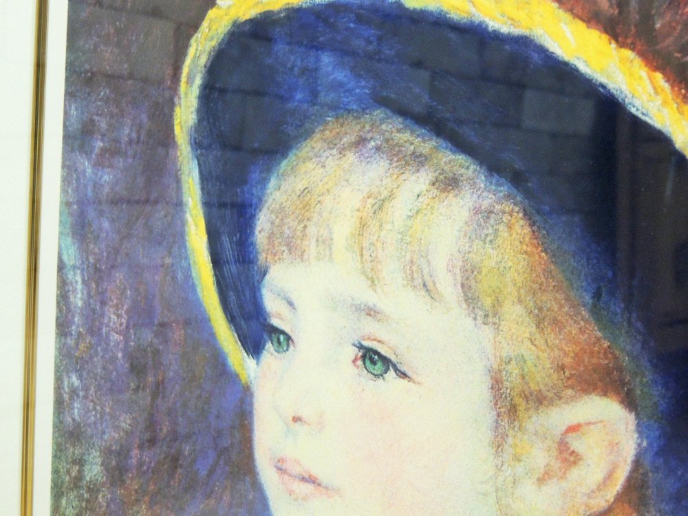 ピエール＝オーギュスト・ルノワール Pierre-Auguste Renoir 青い帽子の少女 リトグラフ 額装品 MICHEL CAZA シリアルナンバー入り 105/280 ●