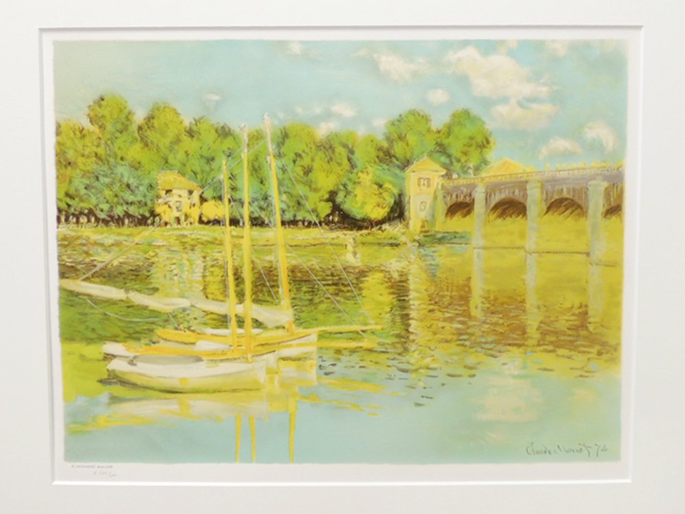 クロード・モネ Claude Monet アルジャントュイユの橋 リトグラフ 額装品 シリアルナンバー入り 140/200 ●
