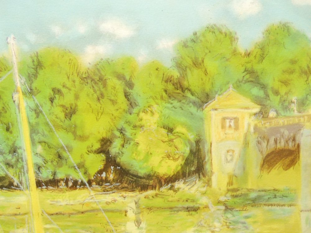 クロード・モネ Claude Monet アルジャントュイユの橋 リトグラフ 額装品 シリアルナンバー入り 140/200 ●