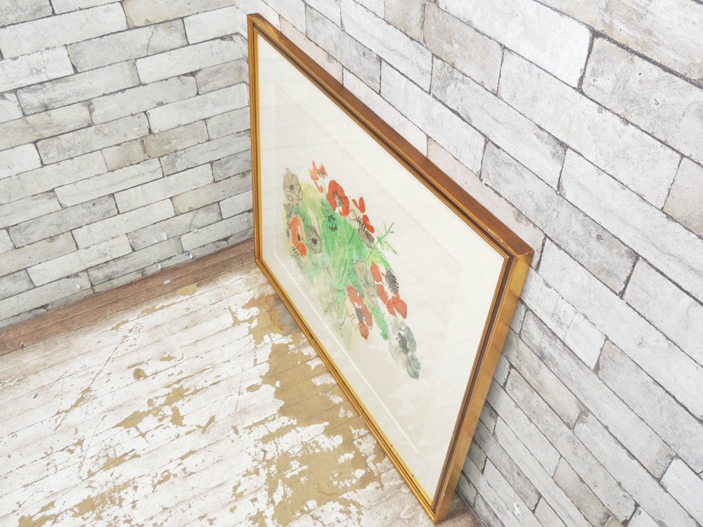 ラウル・デュフィ Raoul Duly アネモネの花束 リトグラフ 額装品 ●