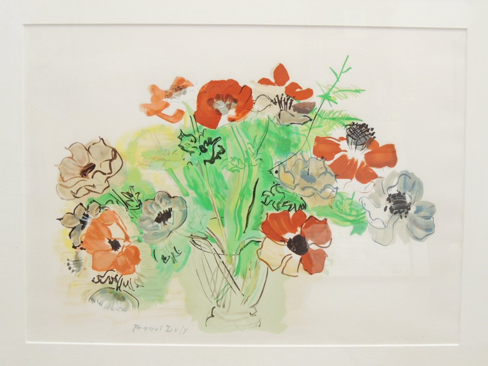 ラウル・デュフィ Raoul Duly アネモネの花束 リトグラフ 額装品 ●