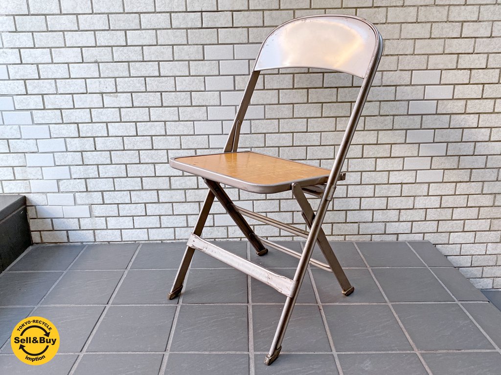 クラリン CLARIN フォールディングチェア  Folding chair 板座 50'S ビンテージ 折り畳みチェア ウッドシート 米国 ■