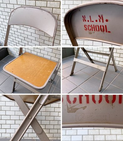 クラリン CLARIN フォールディングチェア  Folding chair 板座 50'S ビンテージ 折り畳みチェア ウッドシート 米国 ■