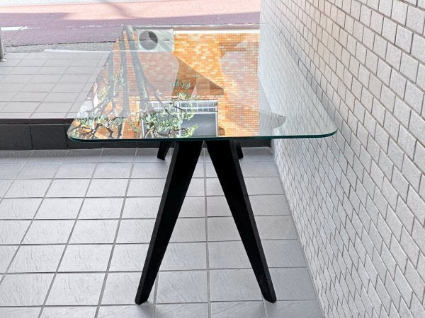 イーアンドワイ E&Y ペガサス PEGASUS ガラス×プライウッド ダイニングテーブル ブラック アレックス・マクドナルド Alex Macdonald w160cm Mサイズ ■