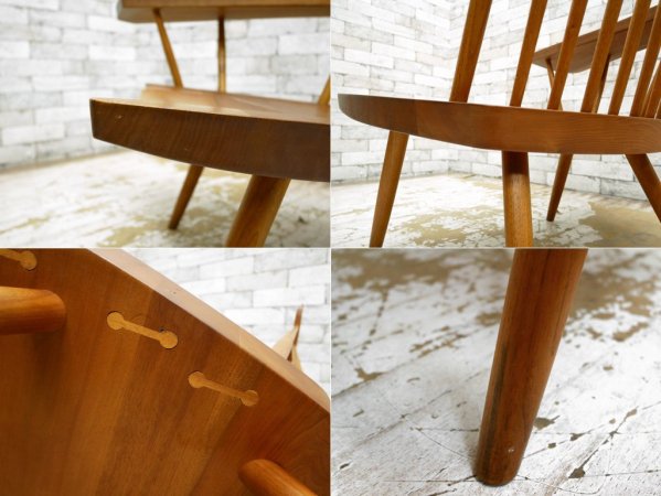 ジョージ・ナカシマ George Nakashima 桜製作所 CN103 ラウンジ アーム LOUNGE ARM ラウンジチェア ウォールナット無垢材 焼印入り ●