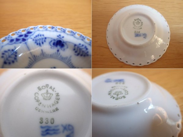 ロイヤルコペンハーゲン ROYAL COPENHAGEN ブルーフルーテッド フルレース ミニプレート 小皿 豆皿 7.5cm 2枚セット♪