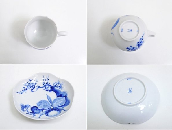 マイセン Meissen ブルーオーキッド Blue orchid カップ&ソーサー C&S B ●