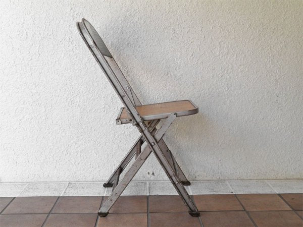 クラリン CLARIN フォールディングチェア Folding chair 折り畳みチェア 板座 ウッドシート × スチールフレーム 50's USビンテージ インダストリアル A ◇