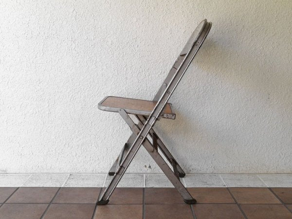 クラリン CLARIN フォールディングチェア Folding chair 折り畳みチェア 板座 ウッドシート × スチールフレーム 50's USビンテージ インダストリアル A ◇