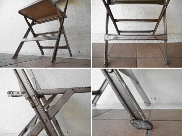 クラリン CLARIN フォールディングチェア Folding chair 折り畳みチェア 板座 ウッドシート × スチールフレーム 50's USビンテージ インダストリアル B ◇