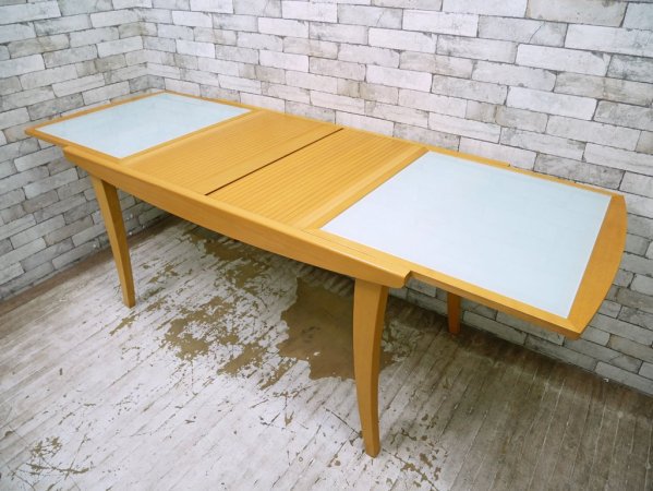 カリガリス Calligaris ダイニングテーブル エクステンション 伸長式 ビーチ材 ガラストップ イタリアモダン ●