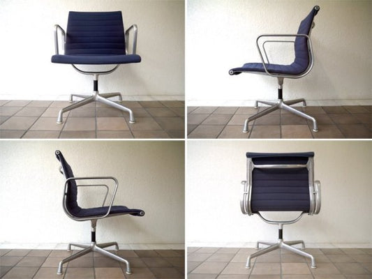 ハーマンミラー HermanMiller 希少 70's ビンテージ C&R.イームズ Eames × A.ジラルド 旧4本脚 オリジナル アルミナムグループ マネージメントチェア R.ネイビー ◇