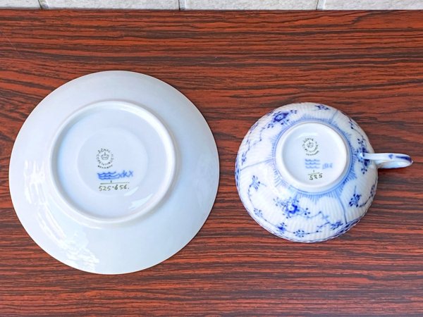 ロイヤルコペンハーゲン ROYAL COPENHAGEN ブルーフルーテッド ハーフレース カップ&ソーサー C&S B ■