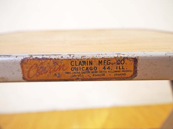 クラリン CLARIN ビンテージ フォールディングチェア ウッドシート × スチールフレーム 折畳 板座 50's US Vintage ★