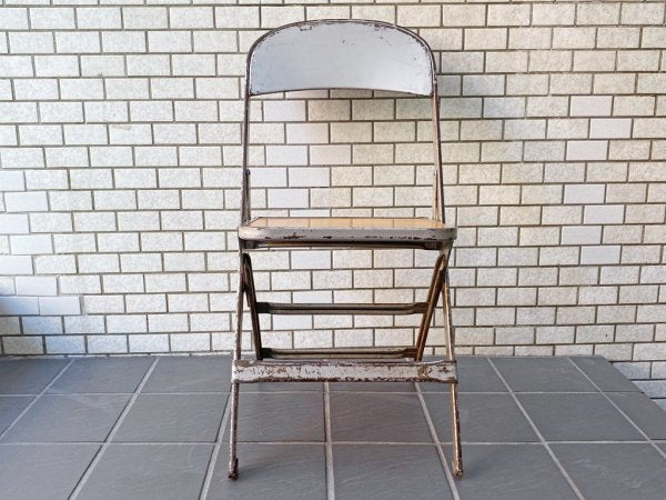 クラリン CLARIN フォールディングチェア Folding chair 板座 50'S ビンテージ 折り畳みチェア ウッドシート 米国 A ■