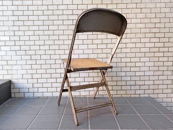 クラリン CLARIN フォールディングチェア Folding chair 板座 50'S ビンテージ 折り畳みチェア ウッドシート 米国 A ■