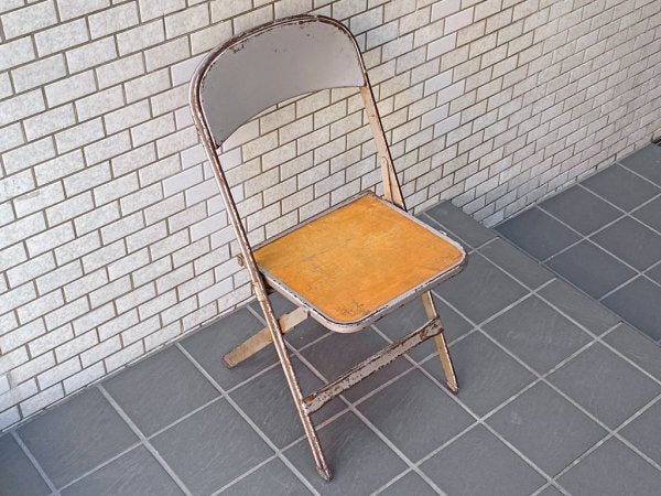 クラリン CLARIN フォールディングチェア Folding chair 板座 50'S ビンテージ 折り畳みチェア ウッドシート 米国 A ■