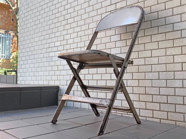 クラリン CLARIN フォールディングチェア Folding chair 板座 50'S ビンテージ 折り畳みチェア ウッドシート 米国 A ■