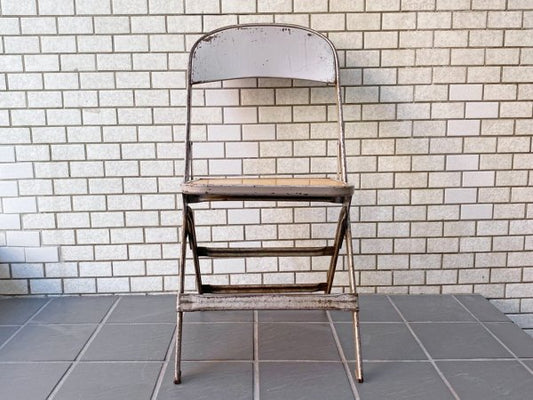 クラリン CLARIN フォールディングチェア Folding chair 板座 50'S ビンテージ 折り畳みチェア ウッドシート 米国 B ■