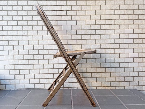 クラリン CLARIN フォールディングチェア Folding chair 板座 50'S ビンテージ 折り畳みチェア ウッドシート 米国 B ■