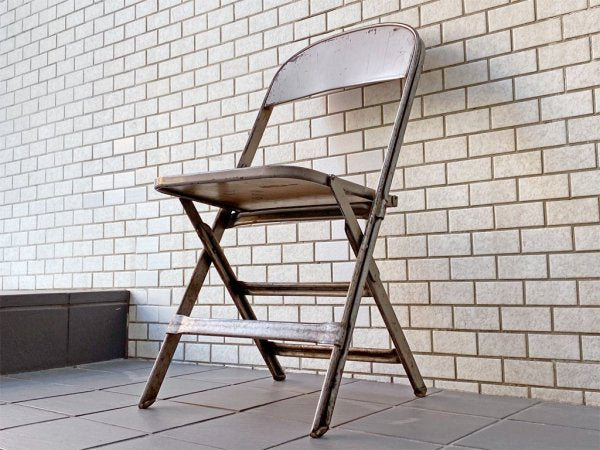 クラリン CLARIN フォールディングチェア Folding chair 板座 50'S ビンテージ 折り畳みチェア ウッドシート 米国 B ■