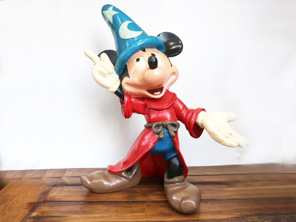 ディズニー DISNEY ファンタジア FANTASIA ミッキーマウス 魔法使いの弟子 80's vintage 55cm 特大フィギュア ◎