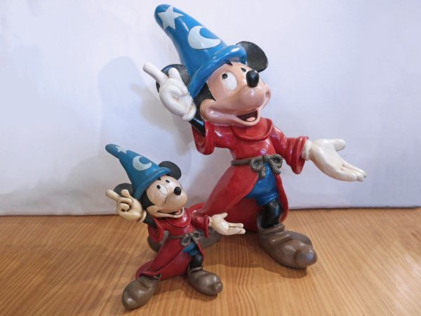 ディズニー DISNEY ファンタジア FANTASIA ミッキーマウス 魔法使いの弟子 80's vintage 55cm 特大フィギュア ◎