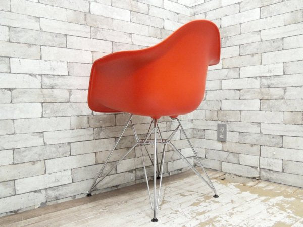 ハーマンミラー Herman Miller × ヴィトラ vitra 廃盤 Wネーム C&R.イームズ Eames アームシェルチェア オレンジ エッフェルベース ミッドセンチュリー●